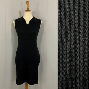 Vintage 90's Black Ribbed Knit Sweater Dress